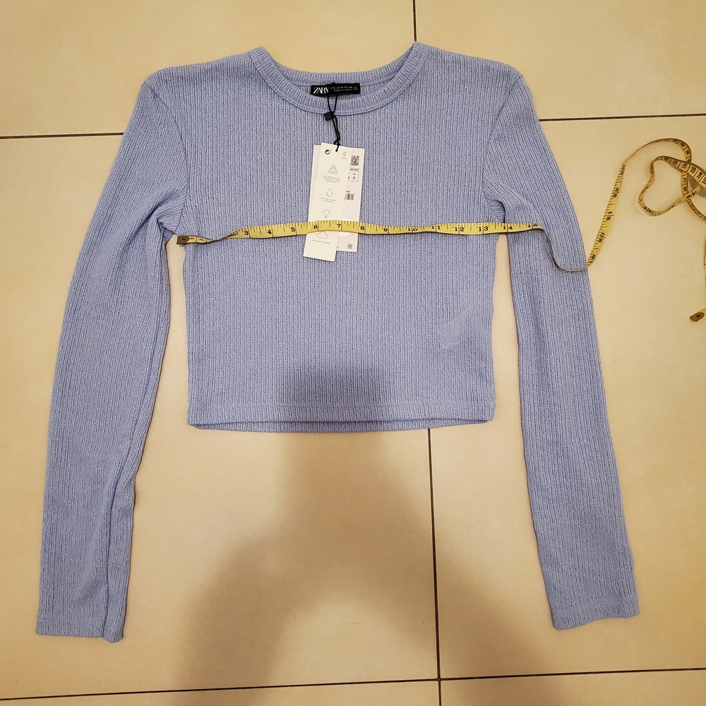 NWT Zara Lavender Long Sleeve Crop Top - Picture 7 of 10